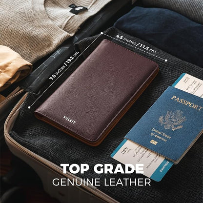VULKIT Passport Holder Wallet RFID Blocking Travel Wallet - Image 4