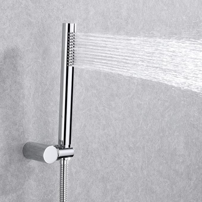 SUMERAIN Rain Shower System, Wall Mounted Bathroom Shower Faucet Set with 8" Shower Head and Brass Hand Shower, Rough in Valve Included - Image 4