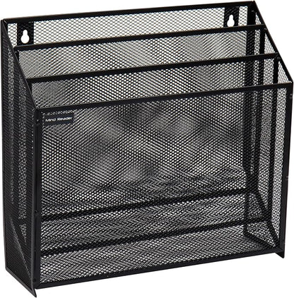 Mind Reader Vertical File Storage, Desktop Organizer, Wall Mount, Metal Mesh - Image 7
