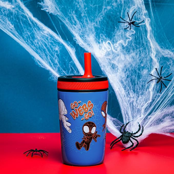 Zak Designs Marvel Spider-Man Kelso Toddler Cups For Travel or At Home, 12oz Vacuum Insulated Stainless Steel Sippy Cup With Leak-Proof Design is Perfect For Kids (Spidey and His Amazing Friends) - Image 2