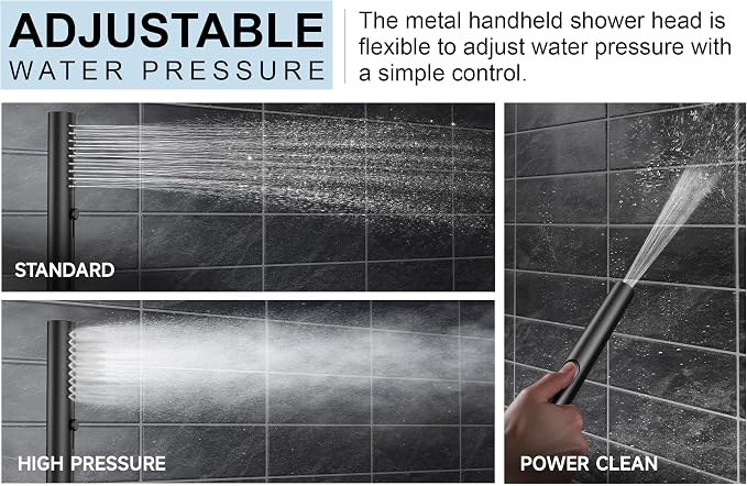 Lava Odoro Modern 2-Setting Round Rain Shower System with Handheld, Matte Black Rainfall Shower Faucet Set Rain Shower Head and Handle Set, Shower Valve Trim Kit, 10 Inch, Matte Black, SF104-MB - Image 5