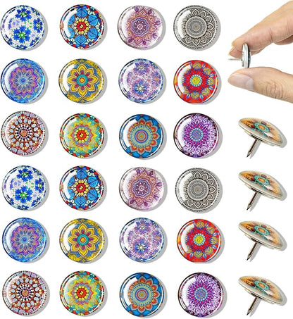 24Pcs Mandala Push Pins, Thumb Tacks by Tandarui