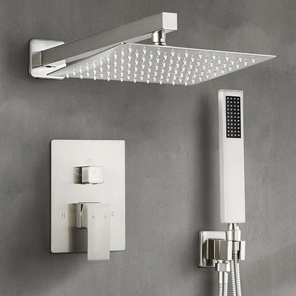 Fransiton Shower Faucet set with Shower head 10 Inches Rainfall Shower Head and Handle Set Single Handle Wall Mounted Shower System Set with Female Threads Valve Body(Brushed Nickel) by Fransiton