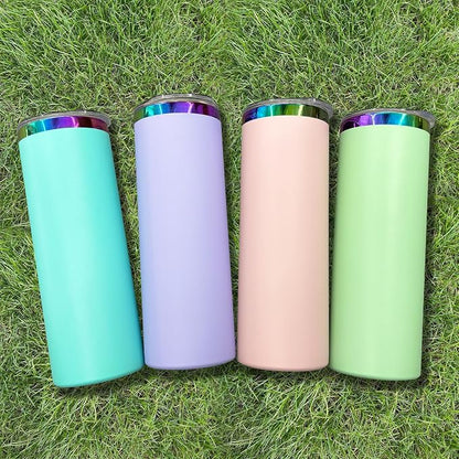20 oz Skinny Tumblers Stainless Steel Tumbler with Lid and Straw Double Wall Vacuum Insulated Coffee Mug 20oz Powder Coated Cup for Hot and Cold Drinks(Pink,4 pack) - Image 9