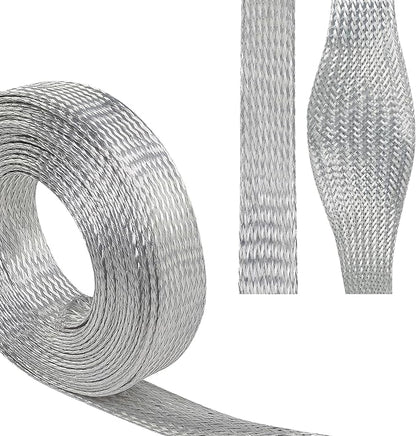 Tinned Copper Braid Wire Shielding Ground Strap Metal Cable Sleeve Expandable by BuyUneed