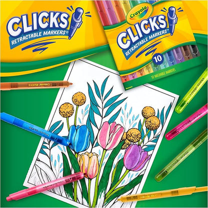 Crayola Clicks Retractable Tip Markers, Washable Cone Tip Art Marker Set - Image 7