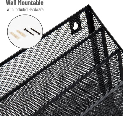 Mind Reader Vertical File Storage, Desktop Organizer, Wall Mount, Metal Mesh - Image 5