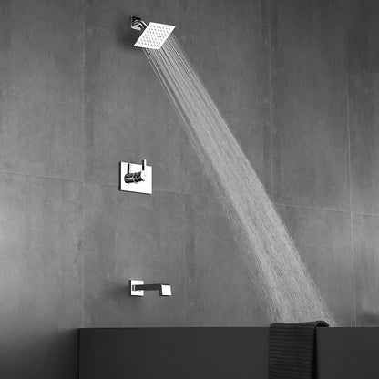 SOOOHOT Shower Faucet Set, Tub Shower Faucet with 6-Inch Rainfall Shower Head and Tub Spout, Shower Tub Faucet Set Complete (Included Shower Valve), Tub Shower Trim Kit, Polished Chrome - Image 2