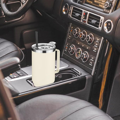 HASLE OUTFITTERS 40 oz Stainless Steel Tumbler with Handle, Vacuum Insulated Tumblers Bulk, Reusable Double Wall Travel Coffee Mug, Durable Powder Coated Water Bottle(Beige, 1) - Image 4