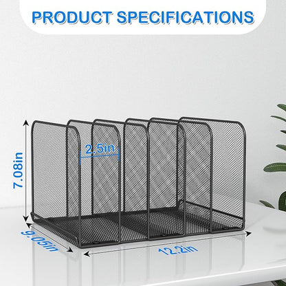TOPCJ 5 Sections Desk File Holder/Rack/Sorter, Mesh File Organizer, File Folder - Image 2