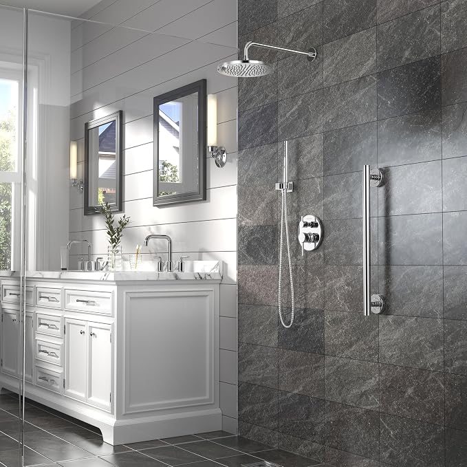 Lava Odoro Modern 2-Setting Round Rain Shower System with Handheld Spray, Chrome Rainfall Shower Faucet Set Rain Shower Head and Handle Set, Shower Valve Trim Kit,10 Inch, Chrome, SF104-C - Image 9