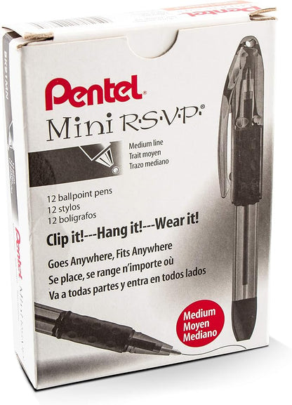 Pentel RSVP Mini Ballpoint Pen, Medium Line, 12 pack by PentelofAmerica