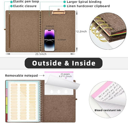 Ospelelf Brown Foldable Spiral Clipboard Folio - Image 3