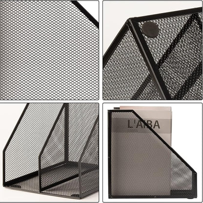 2 Set Magazine Holder Metal Wire, 2 Compartments Mesh File Holder - Image 5