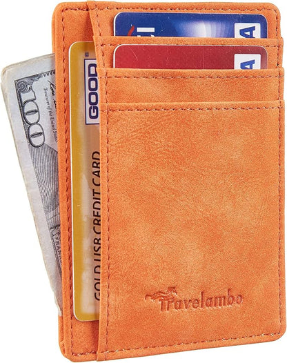 Travelambo Slim Wallet Front Pocket Minimalist Leather RFID Blocking Medium Size - Image 2