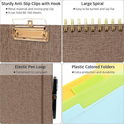 Ospelelf Brown Foldable Spiral Clipboard Folio - Image 4