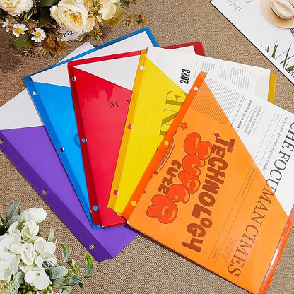 Maitys 50 Pack Binder Pockets 3 Hole Punch Clear Plastic Document Folders - Image 5