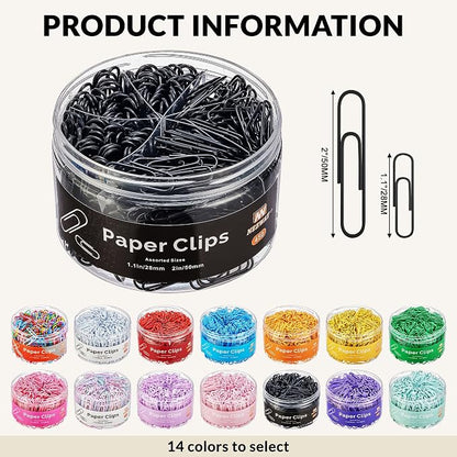 NEEWAY 450pcs Paper Clips Assorted Sizes, Small and Large Paper Clips, Coated - Image 2