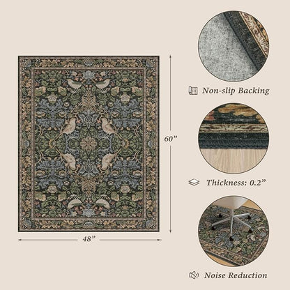 Washable 4x5 Boho Office Chair Mat - Image 2
