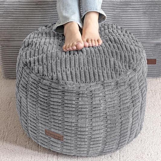 HIGOGOGO Pouf Ottoman Stuffed Round Modern Foam Filled Foot Rest Poufs by HIGOGOGO
