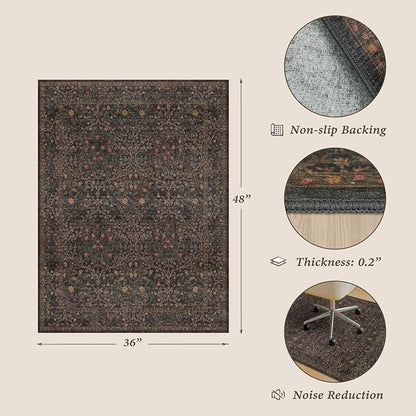 Dark Brown 3x4 Washable Office Rugs - Image 2