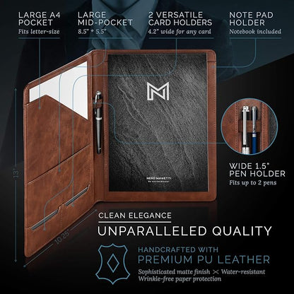 Nero Manetti - Leather Portfolio Folder - Business PU Leather Notepad Holder - Image 7