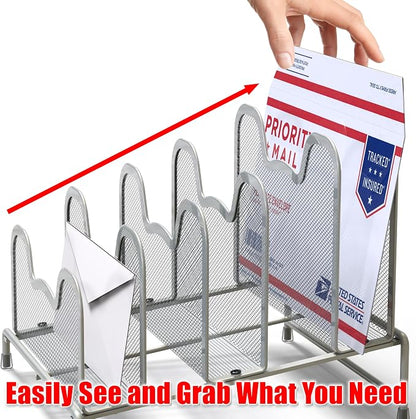 Simple Houseware Desk 5 Sections Step File Sorter Organizer - Image 3