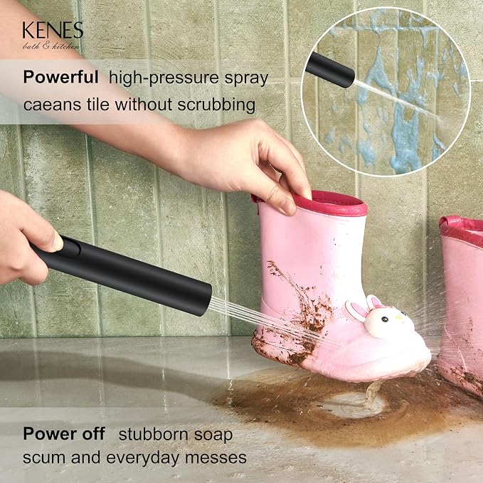 KENES Matte Black Rainfall Bathroom Shower System Rain Shower Head and Handle Set, Shower Faucet Set with 10-Inch Rain Showerhead and Handheld Spray, (Shower Valve Included), LJ-6026A-2 - Image 5