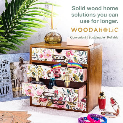 4-Drawer Vintage Desk Wood Storage Box - Image 8