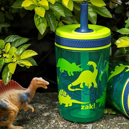 Zak Designs Kelso 15 oz Tumbler Set, (Dino Camo) Leak-Proof Screw-On Lid with Straw Made of Durable Plastic and Silicone, Perfect Cup Bundle for Kids (2pc Set) - Image 9