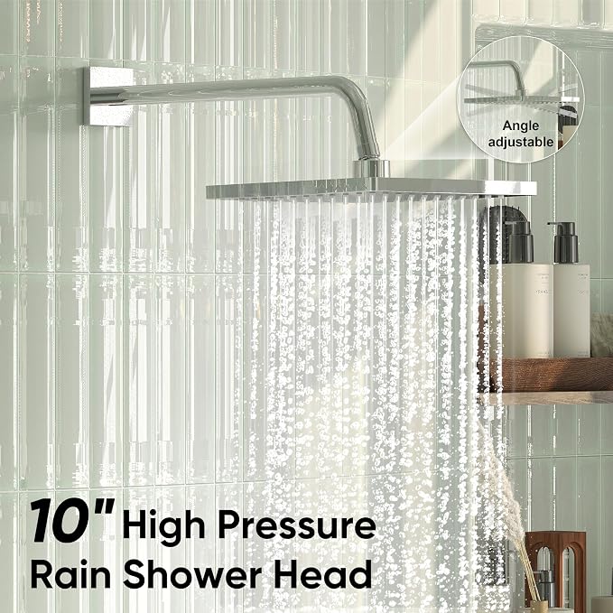 Esnbia Bathtub Shower Faucet Set, Rain Shower System with Tub Spout, 10 Inches Shower Heads with Handheld Spray Combo, Wall Mounted Shower Fixtures with Shower Valve kit, Chrome - Image 4