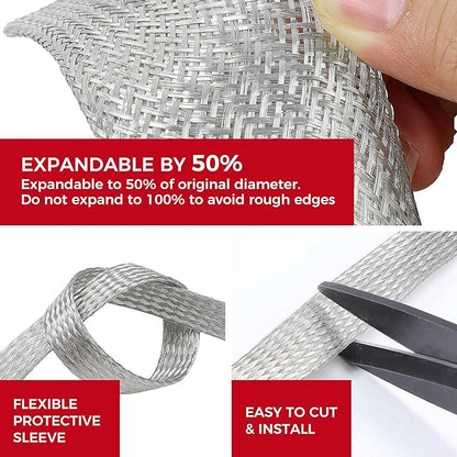 Tinned Copper Braid Cable Wire Shielding Sleeve Ground Straps Protection Flat - Image 3