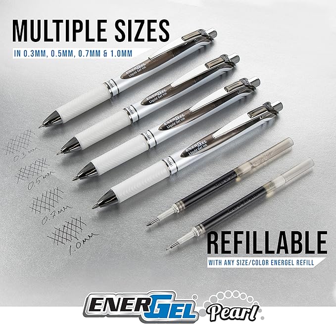 Pentel EnerGel Pearl RTX Gel Pen, Medium Line, Needle-tip - Image 3