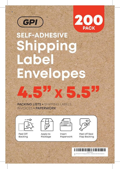 2000 Count 4.5" x 5.5" Shipping Label Envelopes, Top Loading - Image 2