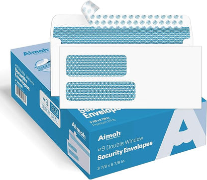 Aimoh 500#9 Double Window SELF Seal Security Envelopes by Aimoh