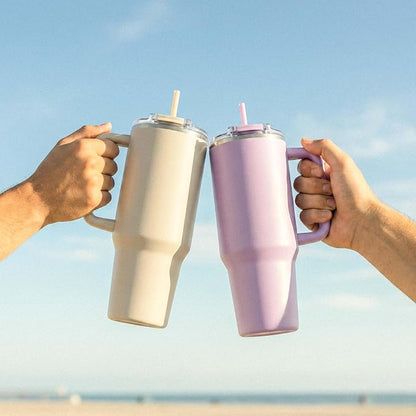 Hogg Big Swig 40 oz Tumbler with Handle and Straw - Dune Kiss, 40oz Insulated Stainless Steel, Water Tumbler with Straw, Water Cup with Handle, Versatile Leak Proof Lid - Image 2