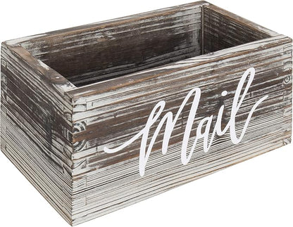 MyGift Mail Holder Storage Organizer Box Torched Wood - Image 5