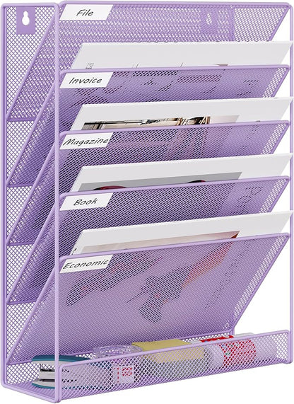 EasyPAG 5 Tier Wall File Holder, Mesh Hanging Folder Organizer by EasyPAG