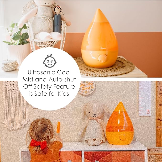 Crane Ultrasonic Cool Mist Humidifier for Bedroom, Baby Nursery, Kids Room, Plants, or Office, Large 1 Gallon Tank, Filter Optional, Orange - Image 4