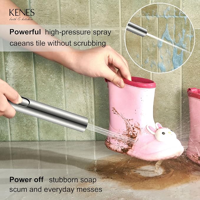 KENES Square Rainfall Shower System Faucet Set, Brushed Nickel Rain Shower Head and Handle Set, 10 Inch Stainless Shower Head with Handheld Spray (Shower Valve Included), LJ-6026A - Image 5