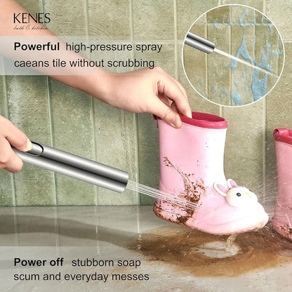 KENES Square Rainfall Shower System Faucet Set, Brushed Nickel Rain Shower Head and Handle Set, 10 Inch Stainless Shower Head with Handheld Spray (Shower Valve Included), LJ-6026A - Image 5