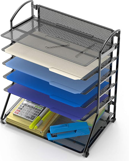 Simple Houseware 6-Tier Desk Organizer & Sliding Paper Tray - Image 2