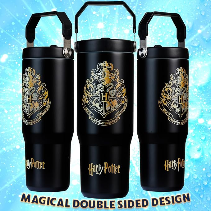 Get Trend Harry Potter Tumbler with Straw 30oz Kids Teens Insulated Cup with Lid Handle Travel Mug Cups with Lids for School Sports Gifts for Kids (Black Harry Potter) - Image 5