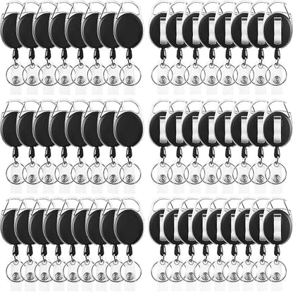 Simetufy 50 Pcs Badge Reels Retractable Black Keychain by Simetufy
