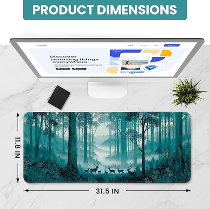 Aesthetic Desk Mat, Cute Deer Forest Desk Pad Protector - Image 2