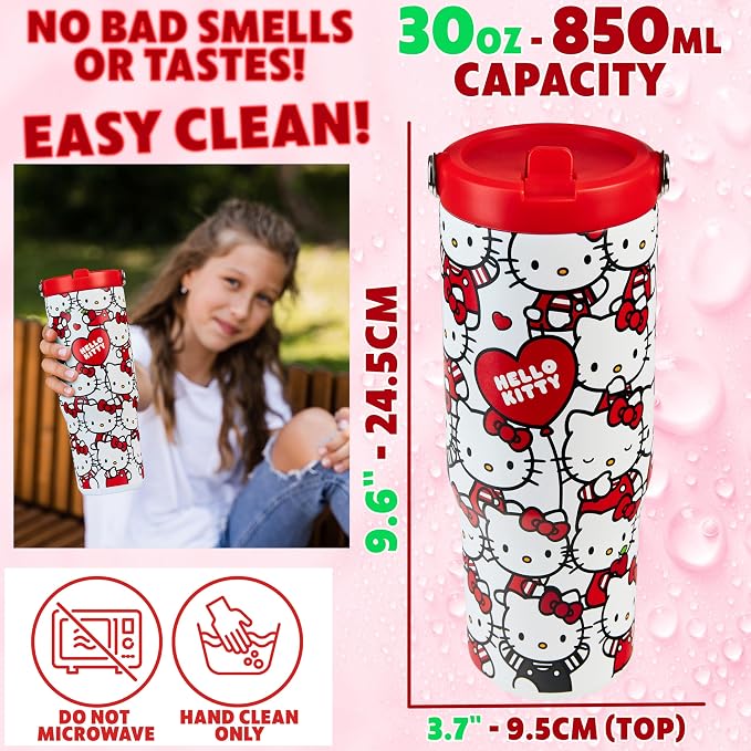 Get Trend Hello Kitty Sanrio Tumbler with Straw 30oz Girls Teens Women Insulated Cup with Lid Travel Mug for School, Sports, Kawaii Gifts for Girls (Aop Hello Kitty) - Image 6