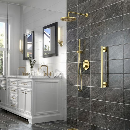 Lava Odoro Modern 2-Setting Round Rain Shower System, Gold Rainfall Shower Faucet Set Rain Shower Head and Handle Set, Shower Valve Trim Kit, 10 Inch, Brushed Gold, SF104-SG - Image 9