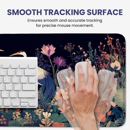 Aesthetic Desk Mat, Cute Midnight Cranes Desk Pad Protector - Image 4