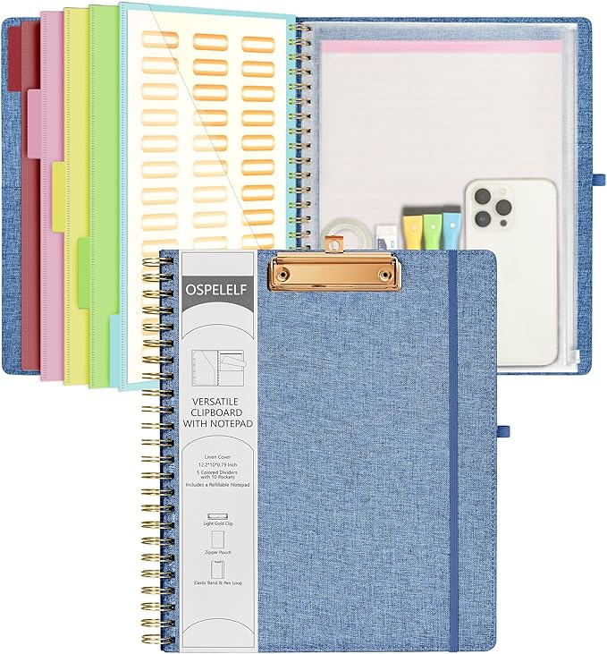 Ospelelf Foldable Spiral Clipboard Folio by OspelelfOfficeSupplies