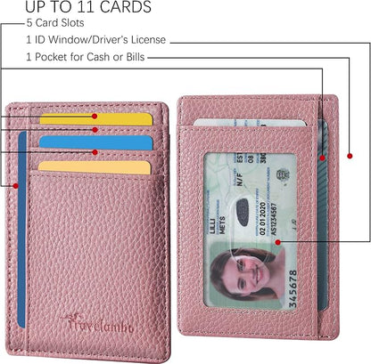 Travelambo Slim Wallet Front Pocket Minimalist Leather RFID Blocking Medium Size - Image 4